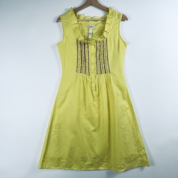 Tracy Porter Dresses & Skirts - Tracy Porter Womens 4 6 Yellow  Dress Sleeveless Embroidered Poetic Boho Prairie